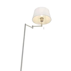 Klassieke vloerlamp staal met witte kap verstelbaar - Ladas