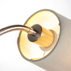 Klassieke vloerlamp staal met grijze kap en leeslampje - Retro