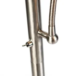 Klassieke vloerlamp staal met grijze kap en leeslampje - Retro