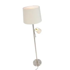 Klassieke vloerlamp staal met grijze kap en leeslampje - Retro