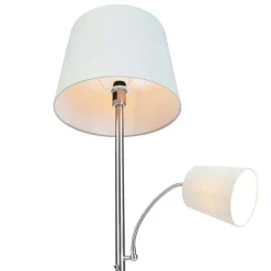 Klassieke vloerlamp staal met grijze kap en leeslampje - Retro