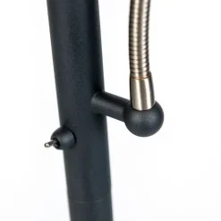 Klassieke vloerlamp zwart met zwarte kap en leeslampje - Retro