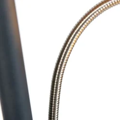 Klassieke vloerlamp zwart met zwarte kap en leeslampje - Retro