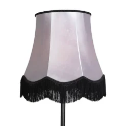Klassieke vloerlamp zwart met Granny B kap grijs - Simplo