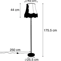 Klassieke vloerlamp zwart met Granny B kap grijs - Simplo
