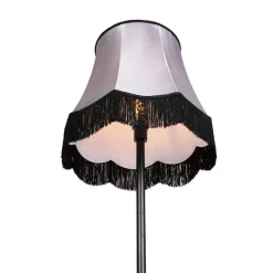 Klassieke vloerlamp zwart met Granny B kap grijs - Simplo