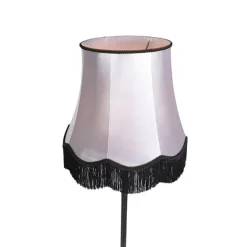 Klassieke vloerlamp zwart met Granny B kap grijs - Simplo