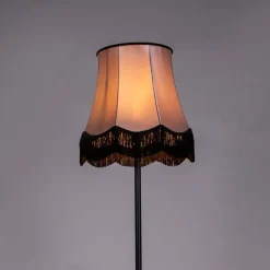 Klassieke vloerlamp zwart met Granny B kap grijs - Simplo