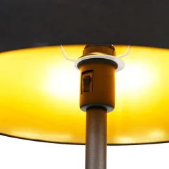 Klassieke vloerlamp zwart met goud en leeslampje - Retro