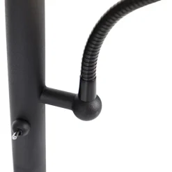 Klassieke vloerlamp zwart met goud en leeslampje - Retro