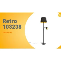 Klassieke vloerlamp zwart met goud en leeslampje - Retro