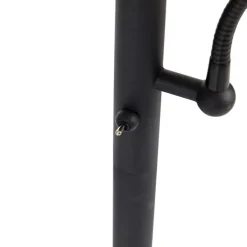 Klassieke vloerlamp zwart met goud en leeslampje - Retro