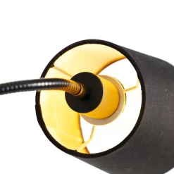 Klassieke vloerlamp zwart met goud en leeslampje - Retro