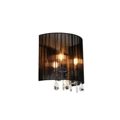 Klassieke wandlamp chroom met zwarte kap - Ann-Kathrin 2