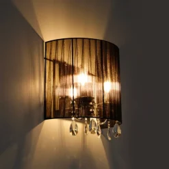 Klassieke wandlamp chroom met zwarte kap - Ann-Kathrin 2