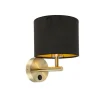 Klassieke wandlamp goud met zwarte velours kap - Combi