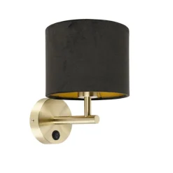 Klassieke wandlamp goud met zwarte velours kap - Combi