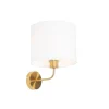 Klassieke wandlamp goud stoffen kap wit - Cas