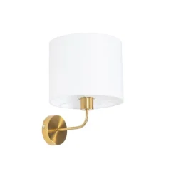 Klassieke wandlamp goud stoffen kap wit - Cas