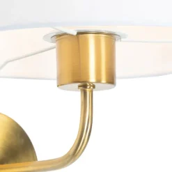 Klassieke wandlamp goud stoffen kap wit - Cas