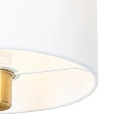 Klassieke wandlamp goud stoffen kap wit - Cas