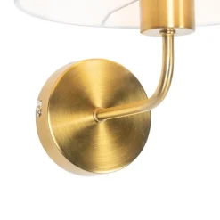 Klassieke wandlamp goud stoffen kap wit - Cas