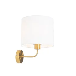 Klassieke wandlamp goud stoffen kap wit - Cas