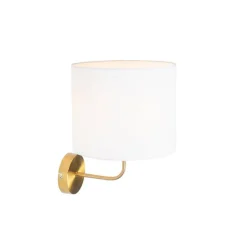 Klassieke wandlamp goud stoffen kap wit - Cas