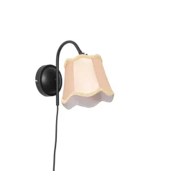 Klassieke wandlamp zwart met lampenkap goud - Nona