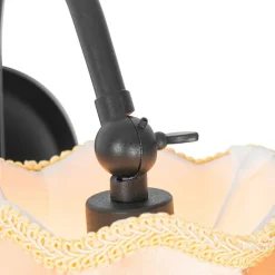 Klassieke wandlamp zwart met lampenkap goud - Nona