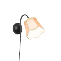 Klassieke wandlamp zwart met lampenkap goud - Nona