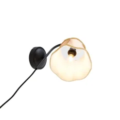 Klassieke wandlamp zwart met lampenkap goud - Nona