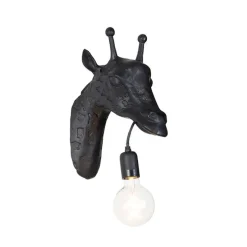 Klassieke wandlamp zwart - Animal Giraf