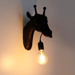 Klassieke wandlamp zwart - Animal Giraf