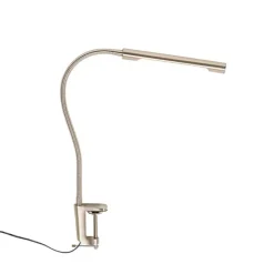 Klem bureaulamp staal incl. LED met touch dimmer - Lionard
