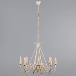 Kroonluchter beige 60 cm met bruine klemkappen - Giuseppe