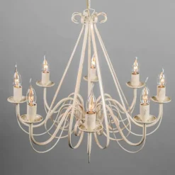 Kroonluchter beige 60 cm met bruine klemkappen - Giuseppe