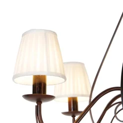 Kroonluchter bruin plissé crème klemkap 5-lichts - Giuseppe