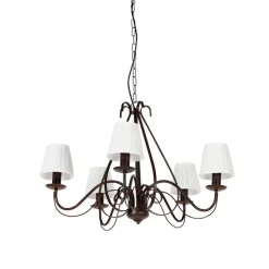 Kroonluchter bruin plissé crème klemkap 5-lichts - Giuseppe
