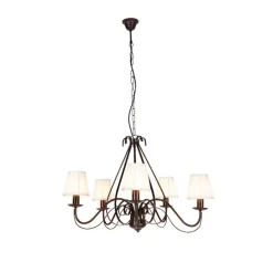 Kroonluchter bruin plissé crème klemkap 5-lichts - Giuseppe