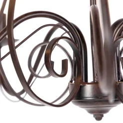 Kroonluchter bruin plissé crème klemkap 5-lichts - Giuseppe