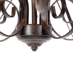 Kroonluchter bruin plissé crème klemkap 5-lichts - Giuseppe