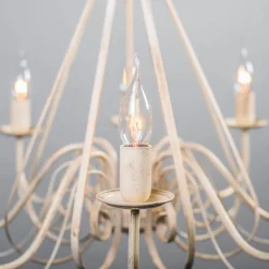 Kroonluchter crème 60 cm met taupe klemkappen - Giuseppe