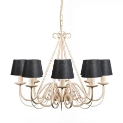 Kroonluchter crème met klemkap 12 cm zwart - Giuseppe