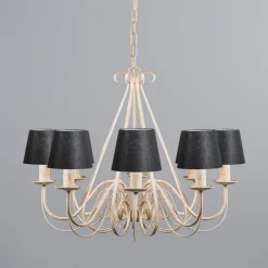 Kroonluchter crème met klemkap 12 cm zwart - Giuseppe