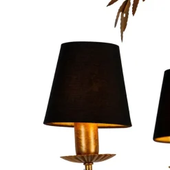 Kroonluchter goud met katoenen klemkap zwart 5-lichts - Botanica