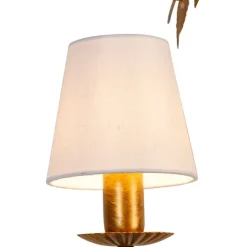 Kroonluchter goud met met linen klemkappen wit 5-lichts - Botanica