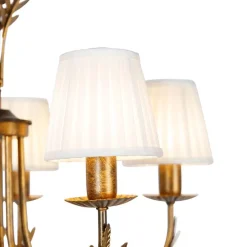 Kroonluchter goud met plissé klemkap crème 5-lichts - Botanica