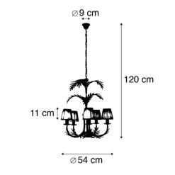 Kroonluchter goud met plissé klemkap crème 5-lichts - Botanica