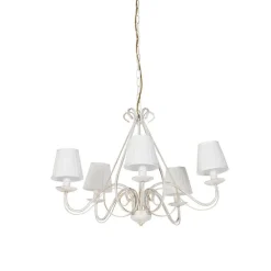 Kroonluchter wit plissé crème klemkap 5-lichts - Giuseppe